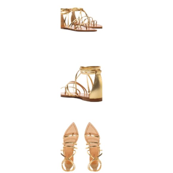 Schutz Gold Metallic Leather Flat Sandal - NWOT - Picture 2 of 2